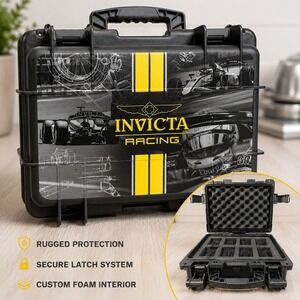 Invicta Racing 8 Slot Watch Impact Case Black Yellow Formula‎ 1 Collector Box